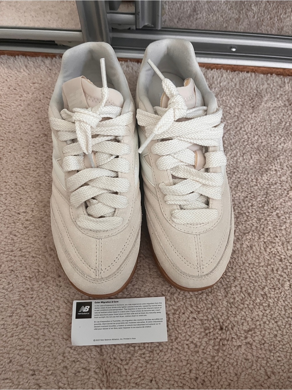 New Balance RC42 Cream Suede Sneakers with Gum Sole